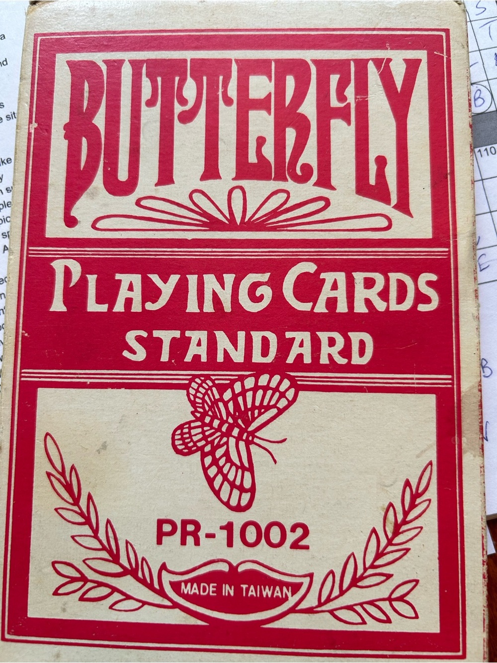 Vintage Playing Cards - Red and Cream Butterfly Design